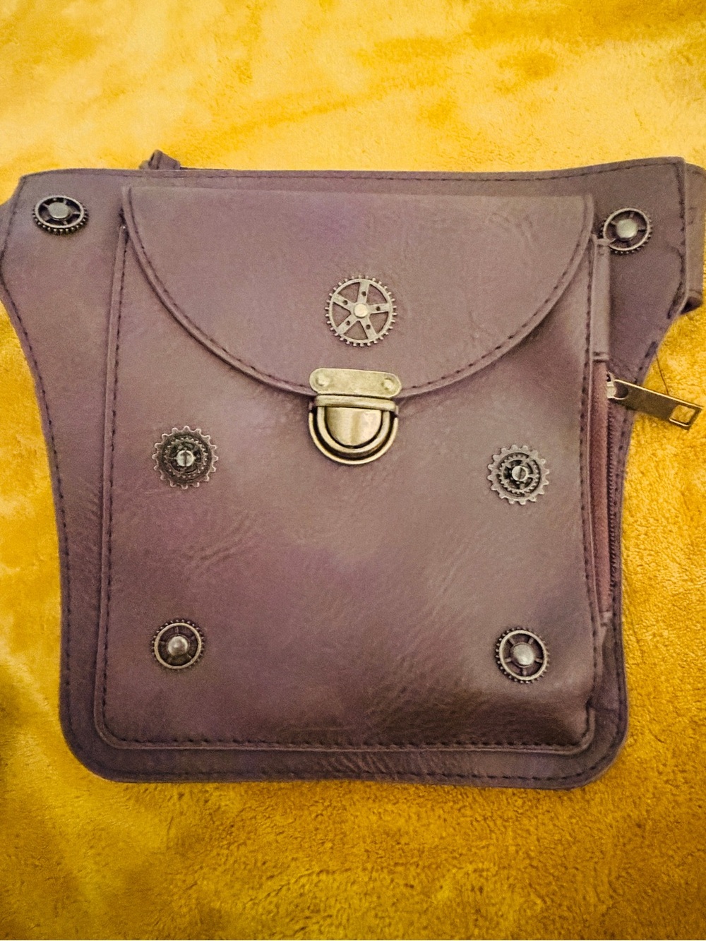 Brown Women's Waist Bag with Steampunk Accent